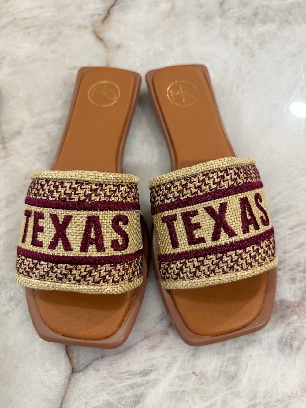 MKS Bobbie Texas Burgundy Game Day Slide Sandals Size 7 NWT